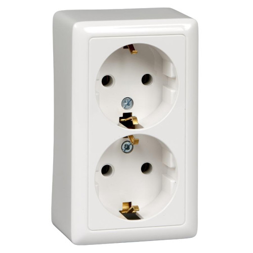 Розетка О/У 2-ая 2P+E ХИТ белый RA16-238-B (571388)