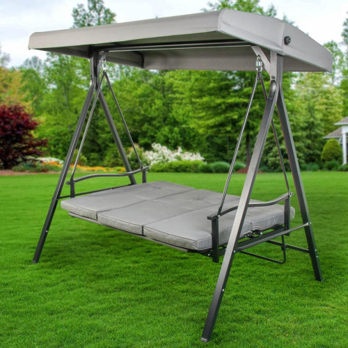 Качели садовые 3-х мест 175*110*163см до 200кг, серые Green Days (352962)