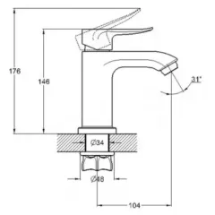 Смеситель для умывальника G-LAUF GOB1-A134