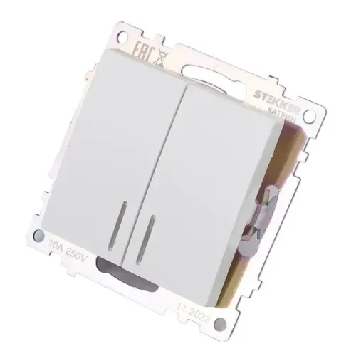 Выключатель 2-кл Катрин с подсветкой белый GLS10-7102-01