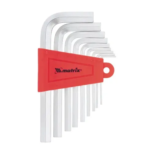 Набор ключей шестигранных MATRIX HEX 9шт короткие, сатин (1,5–10 мм) (12303)