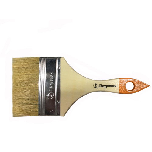 Кисть ПЕТРОВИЧ П012-30  плоская 75мм, натуральная щетина, деревянная лакированная ручка