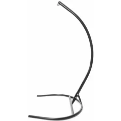 Кресло подвесное с ротангом Капля черное с подушкой лён