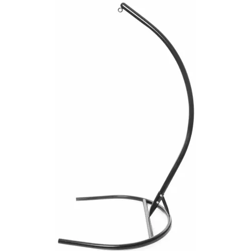 Кресло подвесное с ротангом Капля черное с подушкой лён