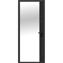 Дверь метал. 9 см Черное Зеркало/Сатин черный  NEW (2050*960, Правая)