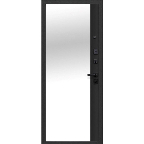 Дверь метал. 9 см Черное Зеркало/Сатин черный  NEW (2050*960, Правая)
