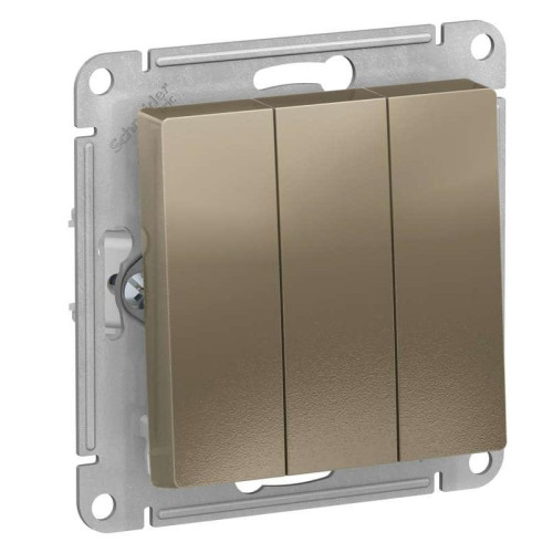 Выключатель 3-кл AtlasDesign 10A IP20(cх.1+1+1)шампань SchE ATN000531