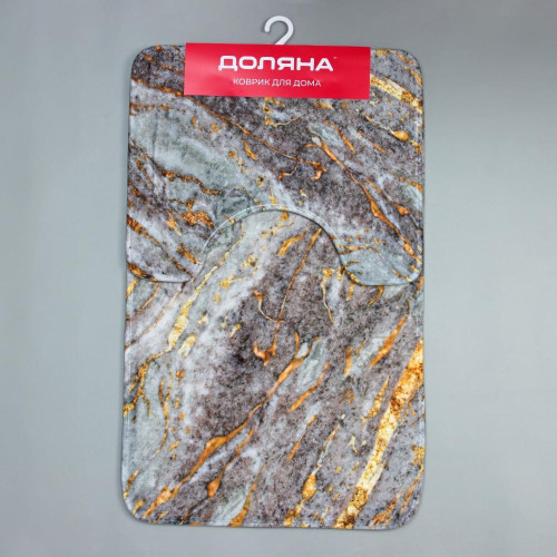 Набор ковриков для ванной и туалета 2шт ДОЛЯНА 50х79см+50х39см Мрамор серый (5148848)