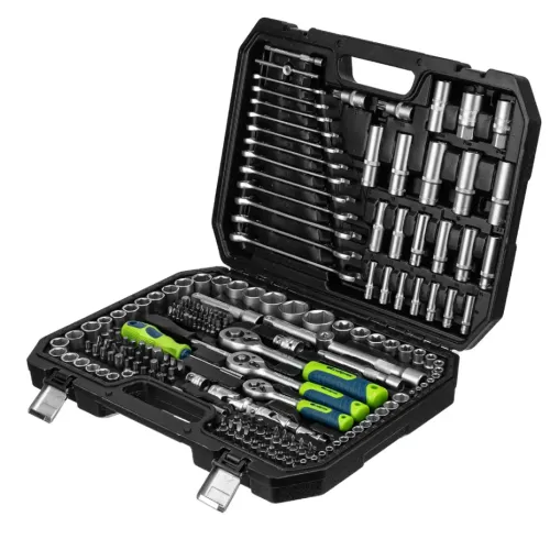 Набор инструментов СИБРТЕХ 215 пр. 1/4, 3/8, 1/2, Cr-V, S2, усиленный кейс (14170)