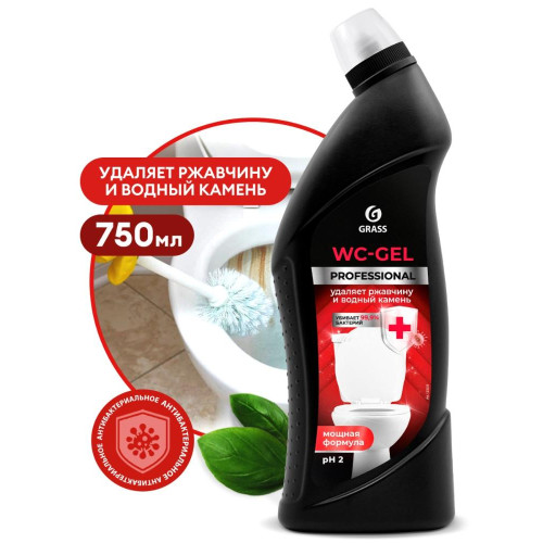 Средство GRASS WC-GEL Professional кислотное для чистки сантехники 750мл (125535)