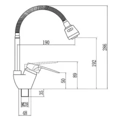 Смеситель для кухни SOLONE LOP4-B043, ф 40, гибкий излив