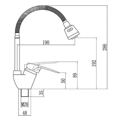 Смеситель для кухни SOLONE LOP4-B043, ф 40, гибкий излив
