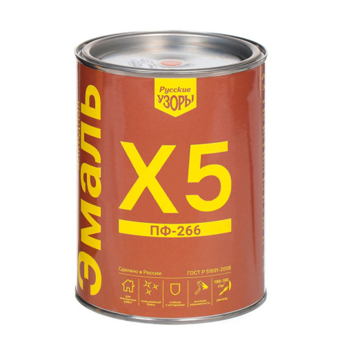 Эмаль ПФ-266 РУССКИЕ УЗОРЫ Х5 золотисто-коричневая 0,9 кг