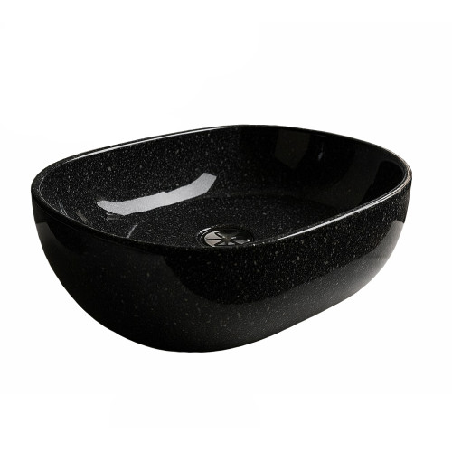 Умывальник накладной EVA GOLD A257A-CV09 овальный, без перелива, чёрный мрамор 48,5х35х14см