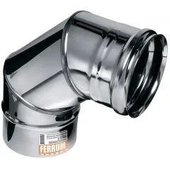 Дымоход колено 0,5мм 90гр Ф120 нержавеющая сталь (Феррум)