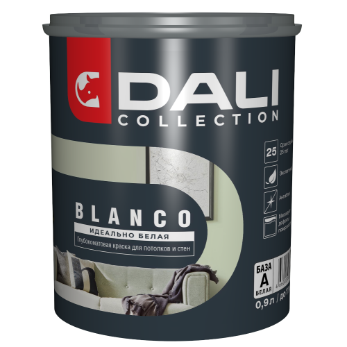 Краска в/д DALI COLLECTION BLANCO для стен и потолков 0,9л База А