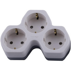Разветвитель сетевой (тройной) 16А 250B STEKKER белый/серый ADP 16-13-20 1/6/60