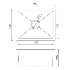 Мойка нерж. врезная GAPPO 50х40х21,5 см тол. 3 мм, чёрная (сифон, коландер) GS5040-6