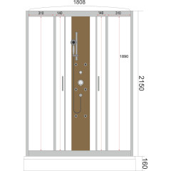 Душевая кабина EVA GOLD 90х90х224см бамбук, низ. поддон, белое заднее стекло, БАМБУК 1808