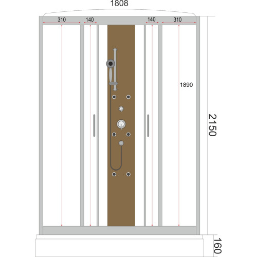 Душевая кабина EVA GOLD 90х90х224см бамбук, низ. поддон, белое заднее стекло, БАМБУК 1808