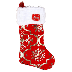Носок для подарков С орнаментом красный 26*40см (9692621)