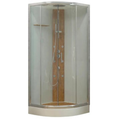 Душевая кабина EVA GOLD 90х90х224см бамбук, низ. поддон, белое заднее стекло, БАМБУК 1808